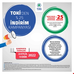 TOKİ’nin indirim kampanyası 23 Eylül’de başlıyor.