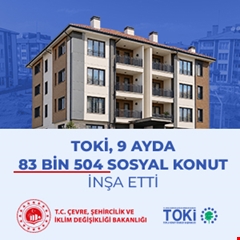 TOKİ, 9 ayda 83 bin 504 sosyal konut inşa etti